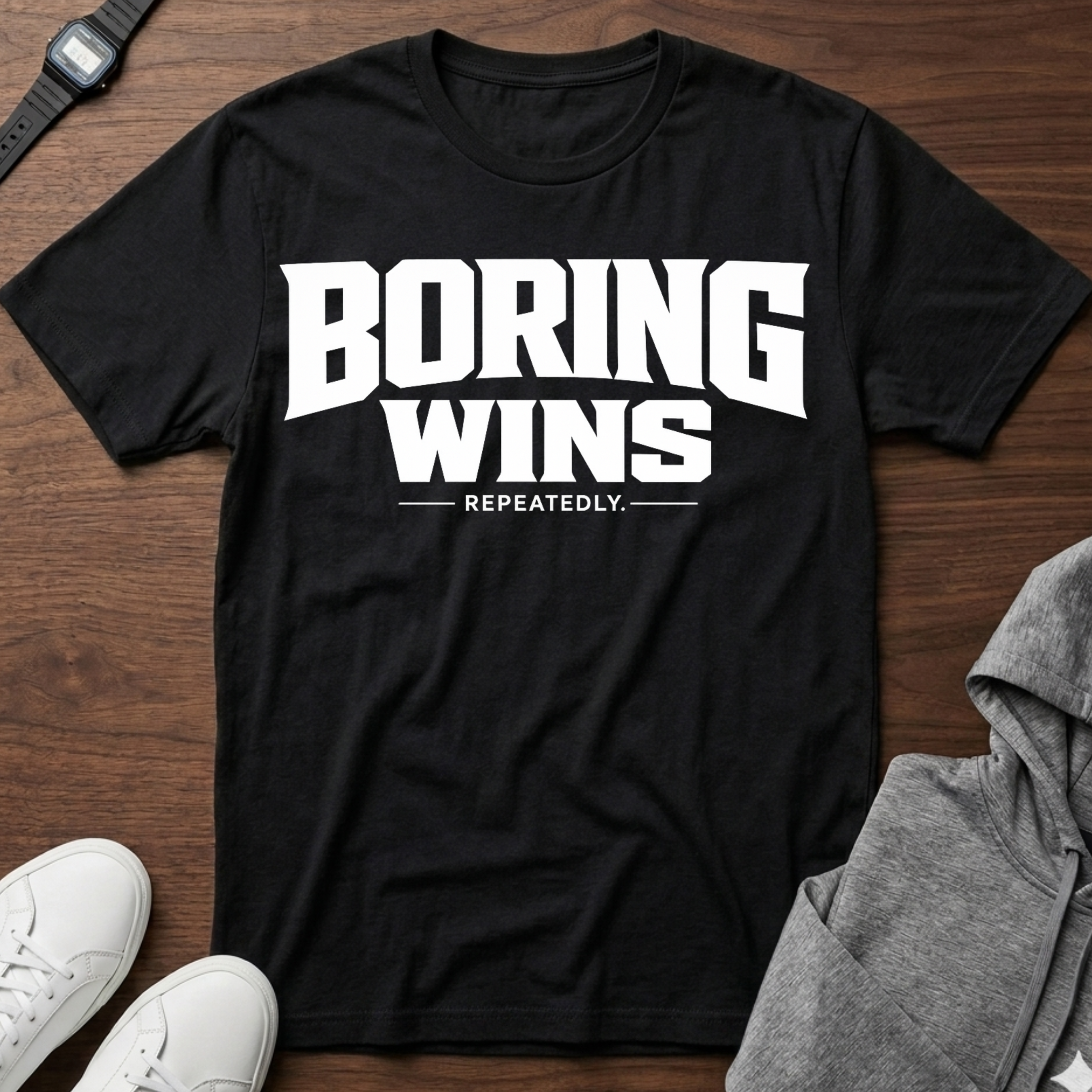 boring wins repeatedly T-Shirt | Funny Sarcastic Quote Tee