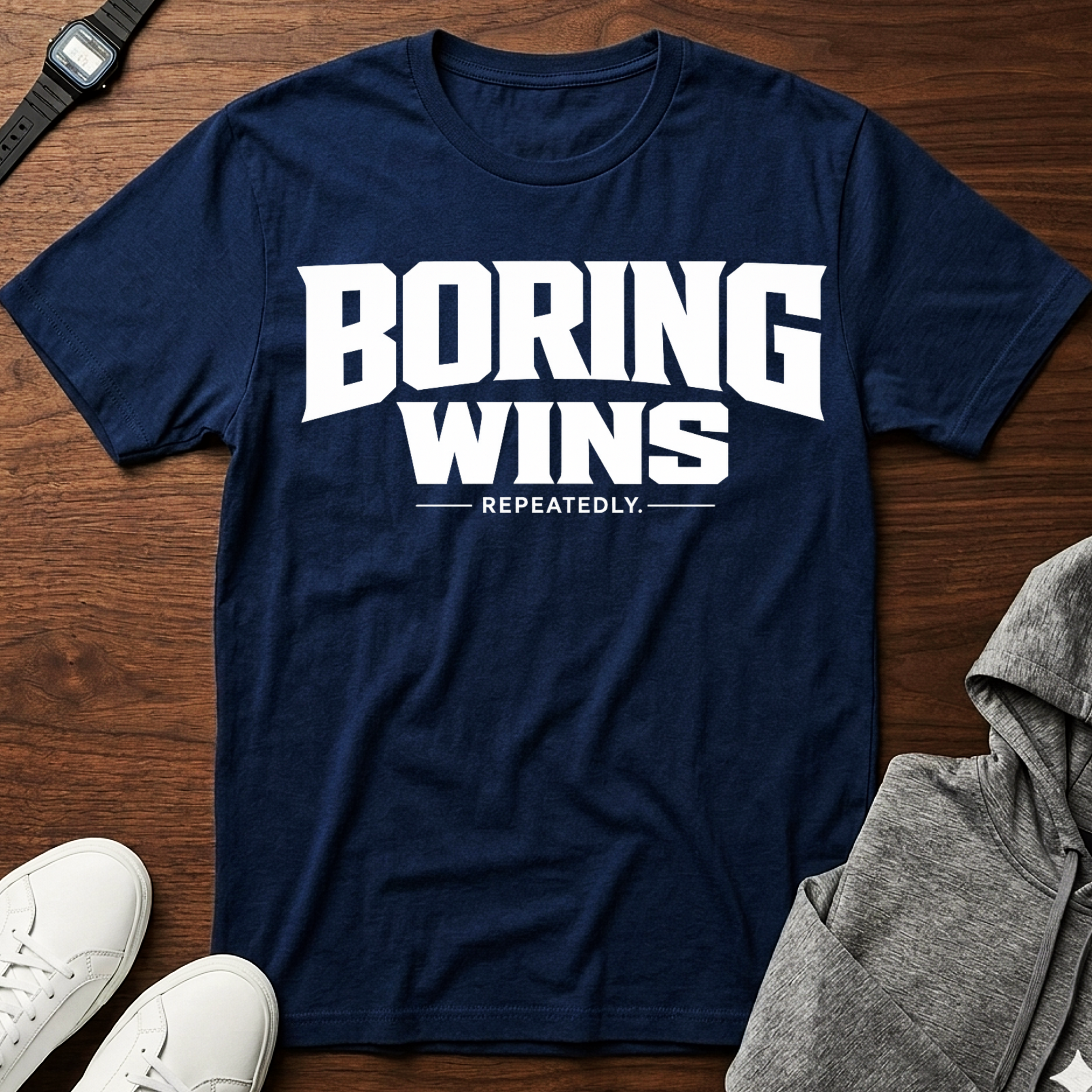 boring wins repeatedly T-Shirt | Funny Sarcastic Quote Tee