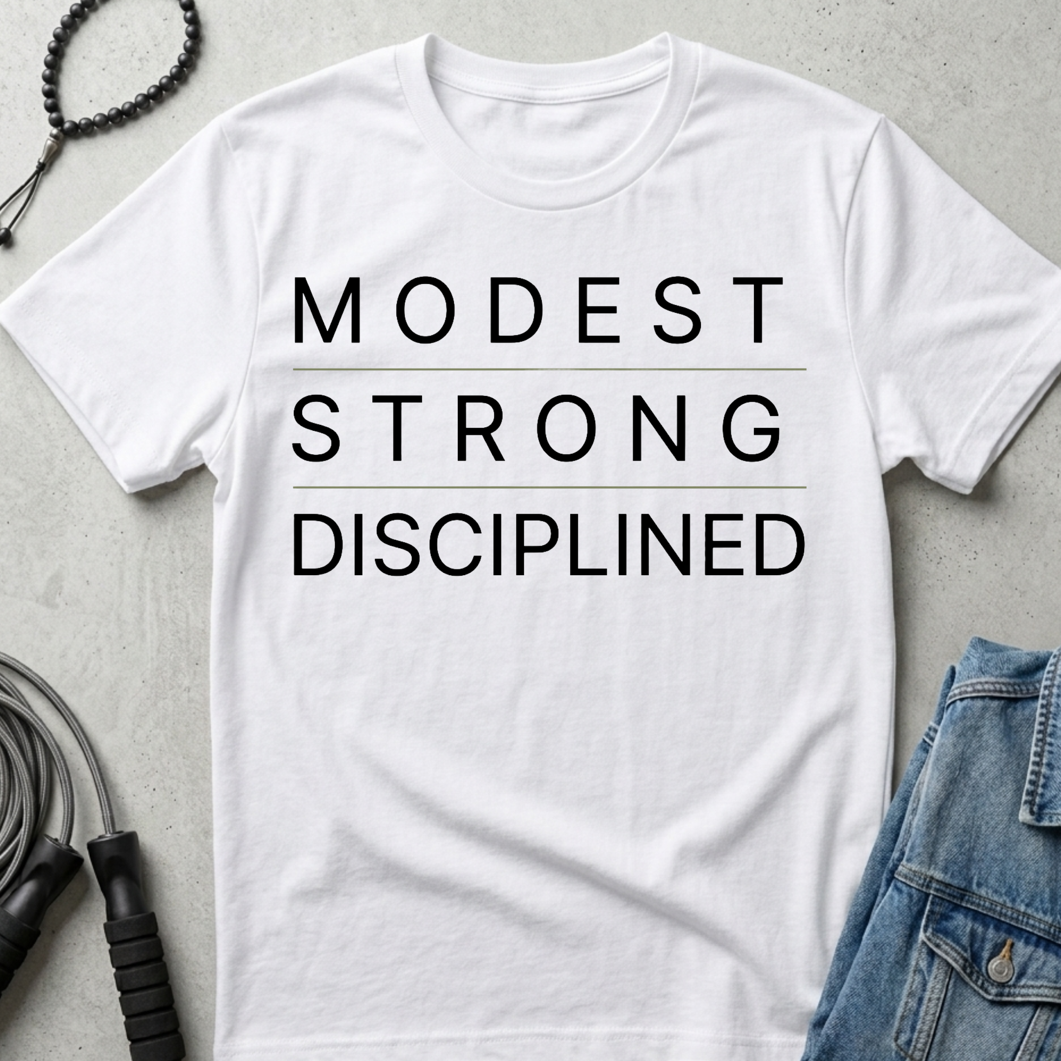 modest strong disciplined Tee