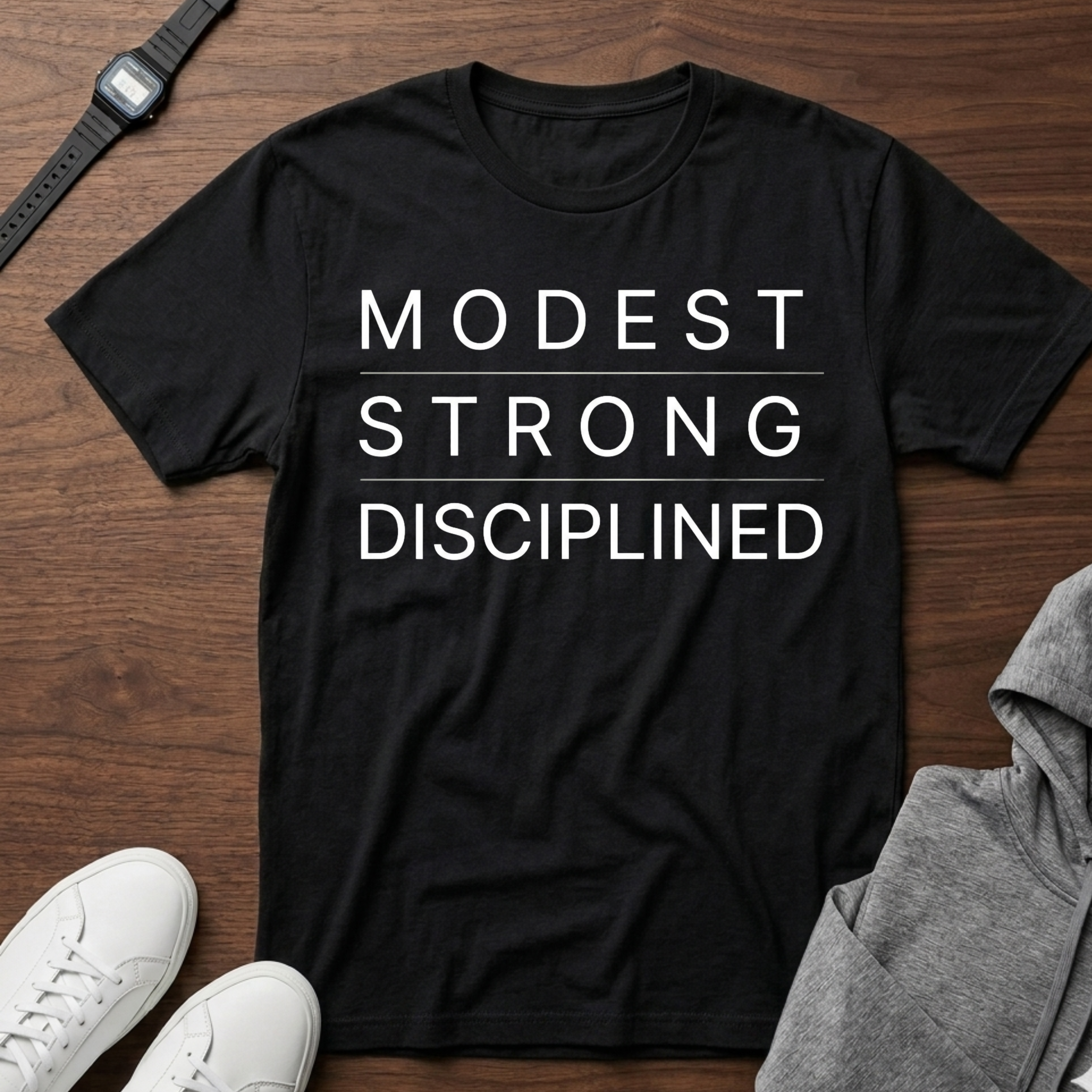 modest strong disciplined Tee